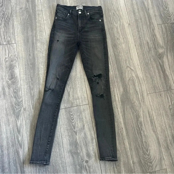 Agolde Denim - AGOLDE Dark Gray Distressed High Waist 5 Pocket Skinny Jeans Womens sz 24